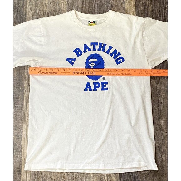 A Bathing Ape BAPE Hexagram College Tee White Blue Mens Large T-Shirt - Picture 10 of 12